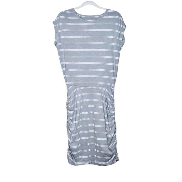 Pact Organic Cotton Dress M Easy Day-To-Night Striped Ruched Travel Sustainable - Picture 6 of 10